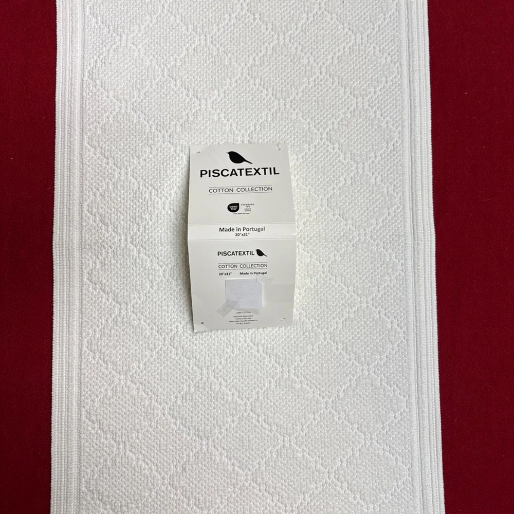 Piscatextile Bath Rug COTTON OEKO-TEX White 20 X31” Made In Portugal NWT